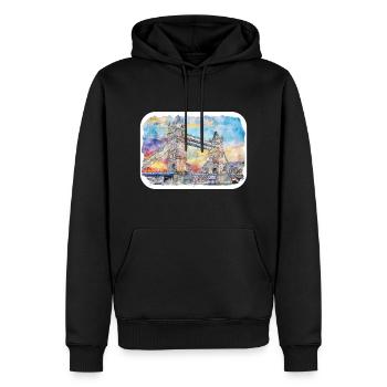 Londres UK Aquarelle Esquisse Dessinée à la Main Peinture - Sweat à capuche Premium bio Homme - noir - Devant - Nico (187cm)