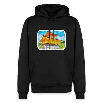 Japan Aquarellskizze Handgezeichnete Illustration - Männer Premium Bio Hoodie - Schwarz - Vorne - Nico (187cm)