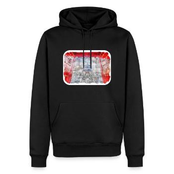 Esquisse d’aquarelle de Chine Illustration dessinée à la main - Sweat à capuche Premium bio Homme - noir - Devant - Nico (187cm)