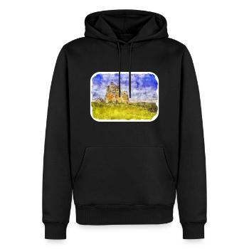 Pologne Repère Aquarelle Esquisse Dessin de peinture - Sweat à capuche Premium bio Homme - noir - Devant - Nico (187cm)