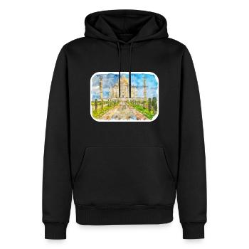 India Landmark Watercolor Sketch Paint Illustratio - Men’s Premium Organic Hoodie - black - Front - Nico (187cm)