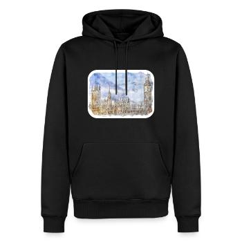 Uk Landmark Watercolor Sketch Painting Illustratio - Men’s Premium Organic Hoodie - black - Front - Nico (187cm)