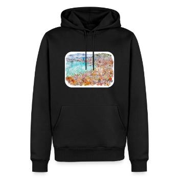 Kroatien Aquarellskizze Handgezeichnete Illustration - Männer Premium Bio Hoodie - Schwarz - Vorne - Nico (187cm)