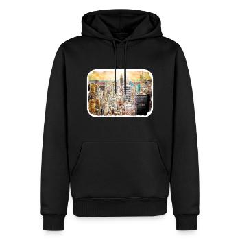 USA Aquarellskizze Handgezeichnete Illustration - Männer Premium Bio Hoodie - Schwarz - Vorne - Nico (187cm)