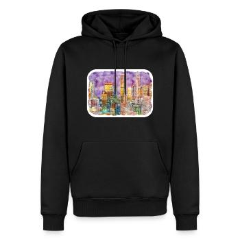 Los Angeles USA Aquarelle Sketch Illustration - Sweat à capuche Premium bio Homme - noir - Devant - Nico (187cm)
