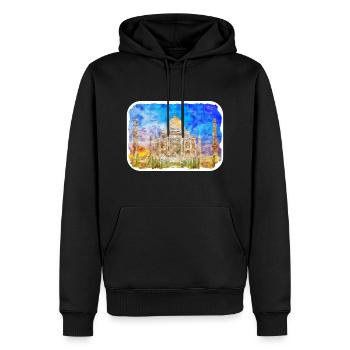 Indien Wahrzeichen Aquarell Skizze Farbe Illustratio - Männer Premium Bio Hoodie - Schwarz - Vorne - Nico (187cm)