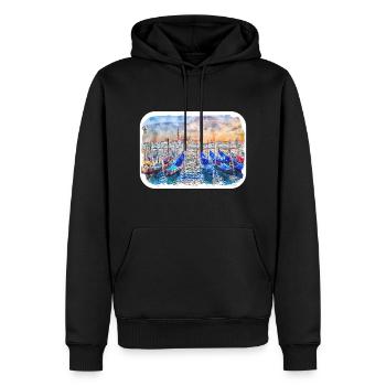 Venedig Italien Aquarell Skizze Illustration - Männer Premium Bio Hoodie - Schwarz - Vorne - Nico (187cm)