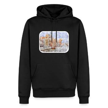 Pologne Repère Aquarelle Esquisse Dessin de peinture - Sweat à capuche Premium bio Homme - noir - Devant - Nico (187cm)