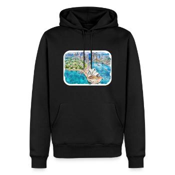 Australie Aquarelle Esquisse Dessinée à la Main Peinture - Sweat à capuche Premium bio Homme - noir - Devant - Nico (187cm)