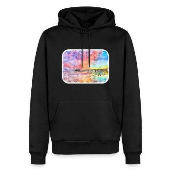 Illustration de croquis à l’aquarelle de Californie usa - Sweat à capuche Premium bio Homme - noir - Devant - Nico (187cm)
