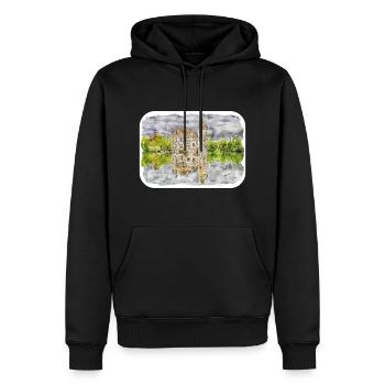 Autriche Aquarelle Esquisse Dessinée à la main Illustration - Sweat à capuche Premium bio Homme - noir - Devant - Nico (187cm)