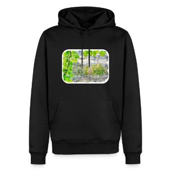 Illustration de l’esquisse à l’aquarelle de Slovénie - Sweat à capuche Premium bio Homme - noir - Devant - Nico (187cm)