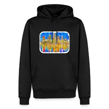 USA Aquarellskizze Handgezeichnete Illustration - Männer Premium Bio Hoodie - Schwarz - Vorne - Nico (187cm)