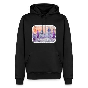 Prag Tschechien Aquarell Skizze Zeichnung - Männer Premium Bio Hoodie - Schwarz - Vorne - Nico (187cm)