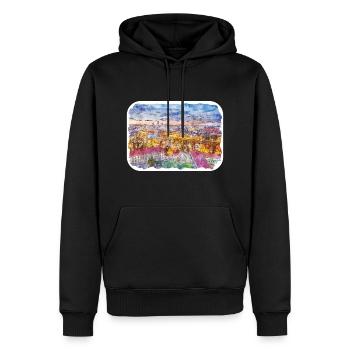 Lithuania Landmark Watercolor Sketch Illustration - Men’s Premium Organic Hoodie - black - Front - Nico (187cm)