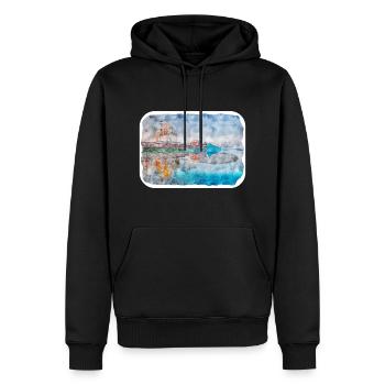 Indien Wahrzeichen Aquarell Skizze Farbe Illustratio - Männer Premium Bio Hoodie - Schwarz - Vorne - Nico (187cm)