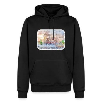 Colisée Rome Italie Aquarelle Esquisse Illustration - Sweat à capuche Premium bio Homme - noir - Devant - Nico (187cm)