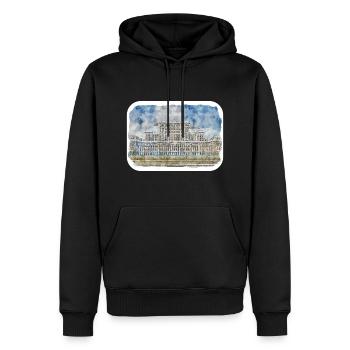 Roumanie Landmark Aquarelle Esquisse Dessin de peinture - Sweat à capuche Premium bio Homme - noir - Devant - Nico (187cm)