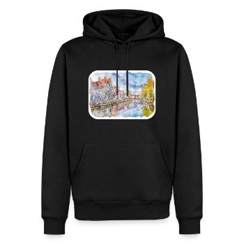 Bruges Belgium Watercolor Sketch Drawn Illustratio - Men’s Premium Organic Hoodie - black - Front - Nico (187cm)