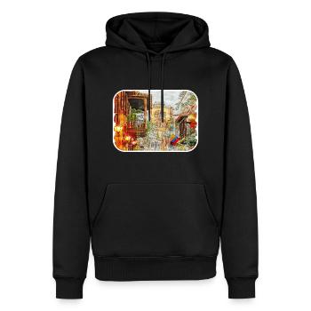 Carthagène Colombie Aquarelle Sketch Illustration - Sweat à capuche Premium bio Homme - noir - Devant - Nico (187cm)