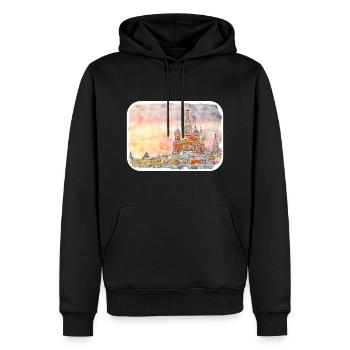 Moskau Russland Aquarell Skizze Zeichnung Zeichnung - Männer Premium Bio Hoodie - Schwarz - Vorne - Nico (187cm)