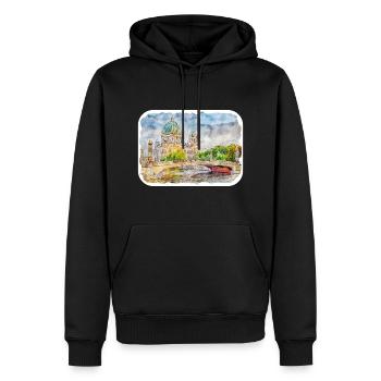 Allemagne Aquarelle Esquisse Dessinée à la main Illustration - Sweat à capuche Premium bio Homme - noir - Devant - Nico (187cm)