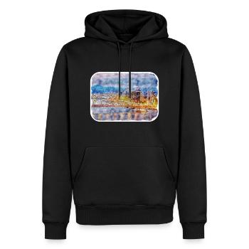 Budapest Ungarn Aquarell Skizze Illustration - Männer Premium Bio Hoodie - Schwarz - Vorne - Nico (187cm)
