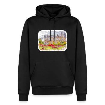 England UK Watercolor Sketch Drawn Illustration - Men’s Premium Organic Hoodie - black - Front - Nico (187cm)