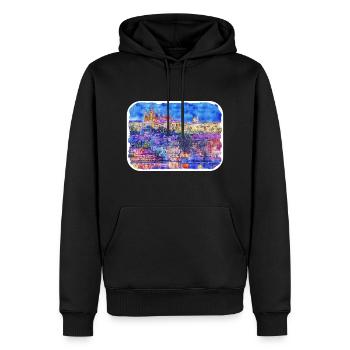 Prag Tschechische Aquarellskizze Malerei Zeichnung - Männer Premium Bio Hoodie - Schwarz - Vorne - Nico (187cm)