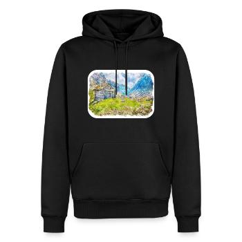 Norvège Aquarelle Esquisse Dessinée à la main Illustration - Sweat à capuche Premium bio Homme - noir - Devant - Nico (187cm)