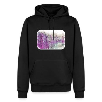 Amsterdam Niederlande Aquarellskizze Zeichnung - Männer Premium Bio Hoodie - Schwarz - Vorne - Nico (187cm)