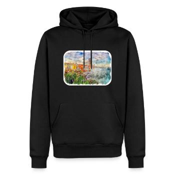 Illustration de croquis à l’aquarelle de Californie usa - Sweat à capuche Premium bio Homme - noir - Devant - Nico (187cm)