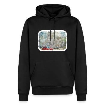Habana Kuba Aquarell Skizze Gezeichnete Illustration - Männer Premium Bio Hoodie - Schwarz - Vorne - Nico (187cm)