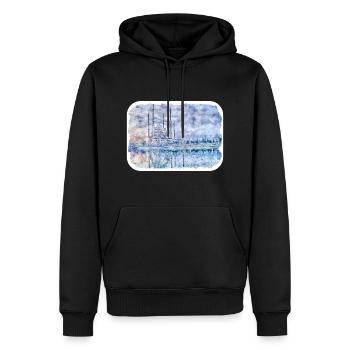 Istanbul Türkei Aquarell Skizze Zeichnung Zeichnung - Männer Premium Bio Hoodie - Schwarz - Vorne - Nico (187cm)