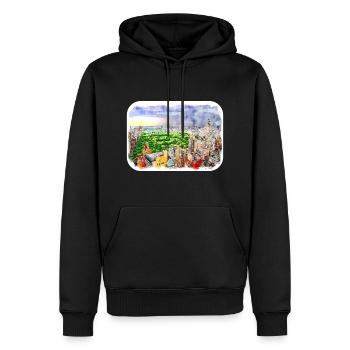 New York USA Aquarell Skizze Malerei Zeichnung - Männer Premium Bio Hoodie - Schwarz - Vorne - Nico (187cm)