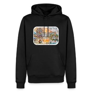 Illustration de croquis à l’aquarelle de Californie usa - Sweat à capuche Premium bio Homme - noir - Devant - Nico (187cm)