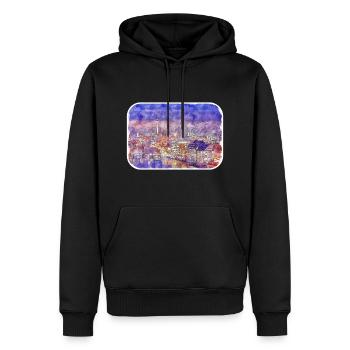 Berlin Allemagne Aquarelle Esquisse Dessinée Peinture - Sweat à capuche Premium bio Homme - noir - Devant - Nico (187cm)