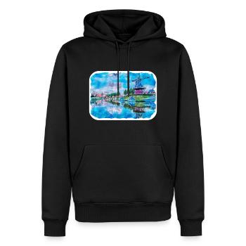 Niederlande Aquarell Skizze gezeichnete Illustration - Männer Premium Bio Hoodie - Schwarz - Vorne - Nico (187cm)