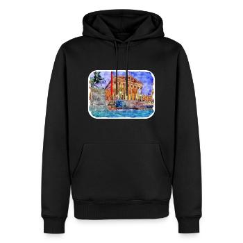 Vienne Autriche Aquarelle Esquisse Peinture - Sweat à capuche Premium bio Homme - noir - Devant - Nico (187cm)