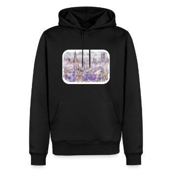 Londres UK Aquarelle Esquisse Dessinée à la Main Peinture - Sweat à capuche Premium bio Homme - noir - Devant - Nico (187cm)
