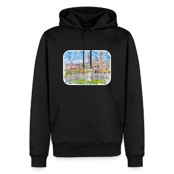 San Sebastian Espagne Aquarelle Sketch Illustration - Sweat à capuche Premium bio Homme - noir - Devant - Nico (187cm)