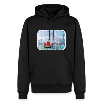 Hong Kong China Aquarell Skizze Illustration - Männer Premium Bio Hoodie - Schwarz - Vorne - Nico (187cm)