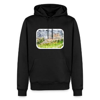 Autriche Aquarelle Esquisse Dessinée à la main Illustration - Sweat à capuche Premium bio Homme - noir - Devant - Nico (187cm)