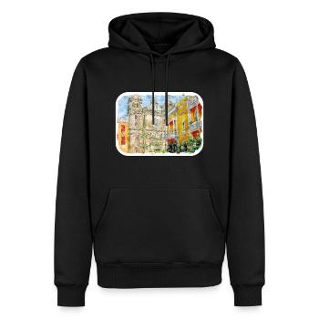 Cartagena Kolumbien Aquarell Skizze Gezeichnet Illustr - Männer Premium Bio Hoodie - Schwarz - Vorne - Nico (187cm)
