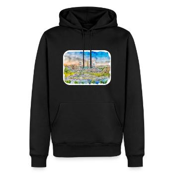 Lithuania Landmark Watercolor Sketch Illustration - Men’s Premium Organic Hoodie - black - Front - Nico (187cm)