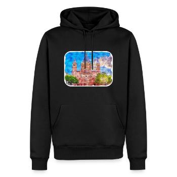 Allemagne Aquarelle Esquisse Dessinée à la main Illustration - Sweat à capuche Premium bio Homme - noir - Devant - Nico (187cm)