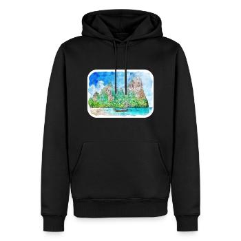 Thaïlande Aquarelle Esquisse Dessinée à la Main Illustration - Sweat à capuche Premium bio Homme - noir - Devant - Nico (187cm)