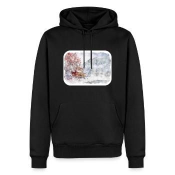 Japan Aquarellskizze Handgezeichnete Illustration - Männer Premium Bio Hoodie - Schwarz - Vorne - Nico (187cm)