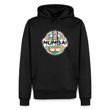 Mumbai Indien Flagge Abzeichen Reise Souvenir Stempel - Männer Premium Bio Hoodie - Schwarz - Vorne - Nico (187cm)
