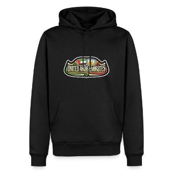 VAE Flagge Reise Souvenir Aufkleber Abzeichen Logo - Männer Premium Bio Hoodie - Schwarz - Vorne - Nico (187cm)